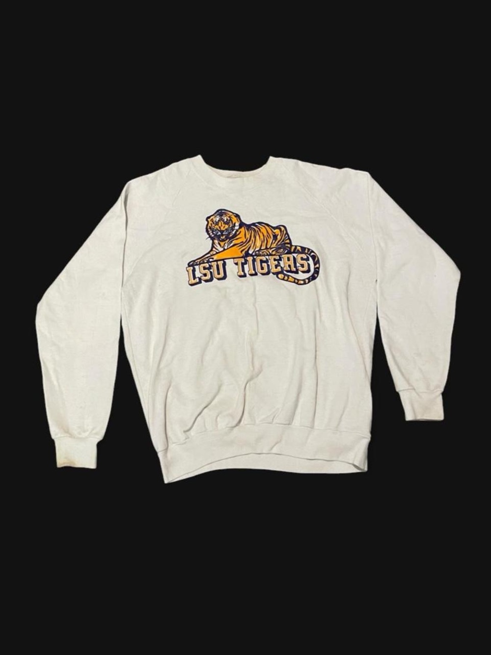 Vintage 80s LSU Tigers White Sweatshirt Womens XL Collegiate Louisiana